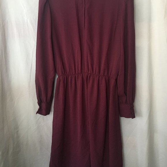 VINTAGE Sheer merlot colour high-neck dress - Picture 2 of 7